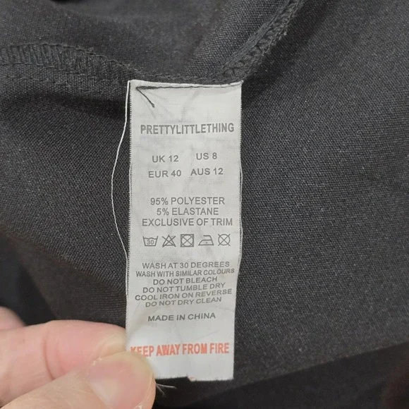 PrettyLittleThing Black Maxi Dress Gold Embroidered Floral Appliqué Size US 8 UK - Picture 10 of 12